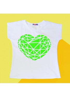 Футболка белая сердце салатовое геометрия